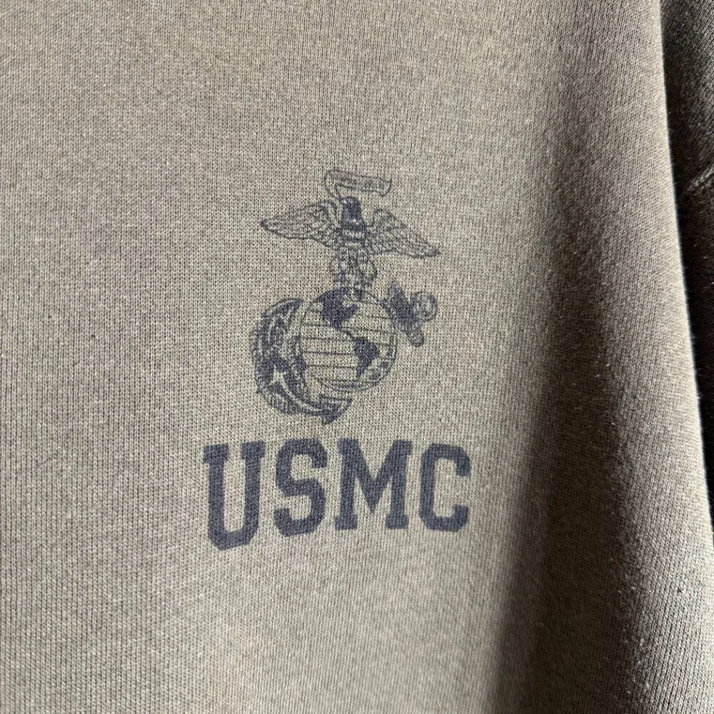 Vintage USMC United States Marine Corp Crew Neck Sweatshirt Men's Medium Green - Picture 7 of 11